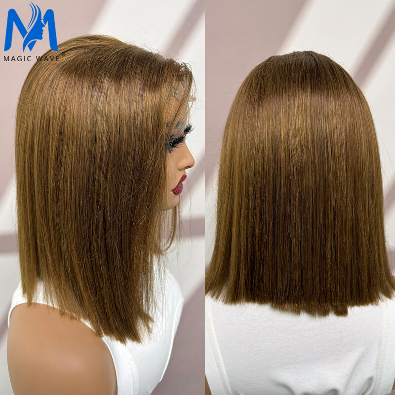 Peluca de cabello humano liso con cierre de encaje para mujer, cabello virgen brasileño predespuntado, T4/30, 180% de densidad, 2x6