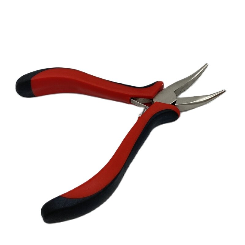 1 piece 5 inch Red Bent Nose Plier with smooth jaw Hair clamp for micro ring hair extension
