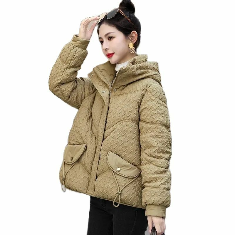 Jaqueta curta acolchoada de algodão, casaco de pão solto com capuz, casaco de estudante quente, versão coreana, moda inverno, novo, 2023, 2023