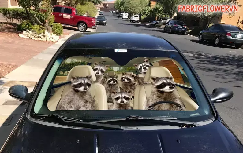 Peeking Raccoon Car Sunshade, Peeking Raccoon Car Decoration, Dog Windshield, Dog Lovers Gift, Dog Car Sunshade, Gift For Mom, G