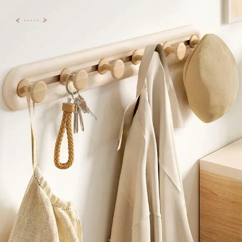 Sliding Hook Rack Wall Mounted Adhesive Coat Rack Reusable Hangable Hat Racks Space Saving Hanger for Home Dormitory