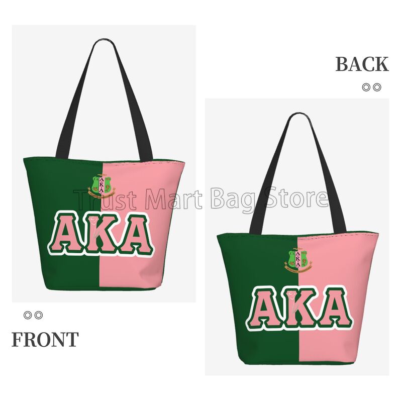 AKA Sorority Gifts for Women Girl 1908 Pink Green Inspired Positive Shopping Bag Reusable Grocery Shopping Tote Bag Handbag