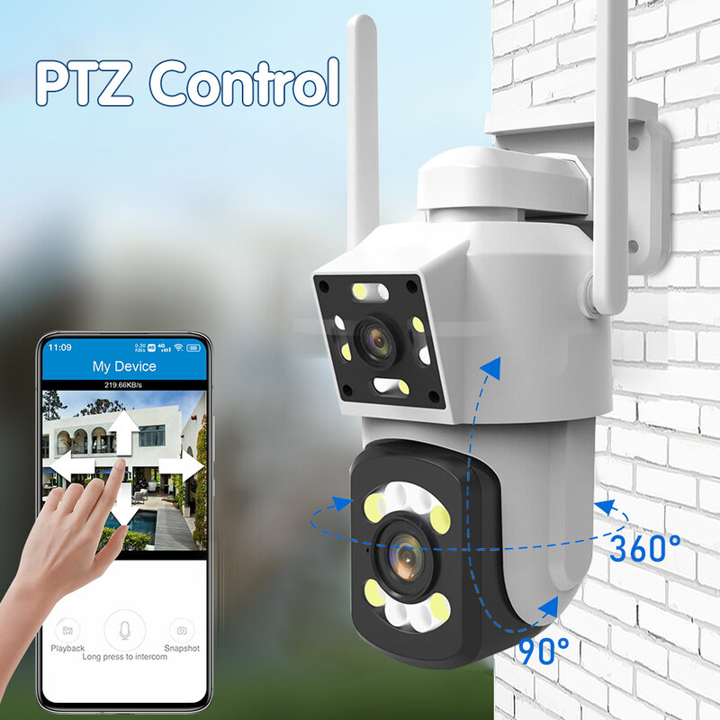 Linook, kamera CCTV WIFI, kamera pengawasan luar ruangan, 4K, 8MP, 10x zoom, pan tilt, kamera keamanan IP, komunikasi dua arah