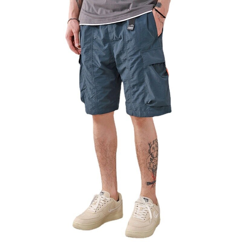 Shorts de carga soltos para homens, multi bolso calças cortadas, estilo hip hop, na moda, ins, verão
