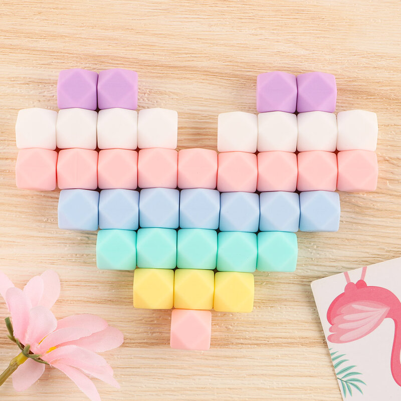 Kovict 10Pcs 14/17mm Hexagon Silicone Beads Pearl Food Grade For Jewelry Making Necklack Accessories Bracelets