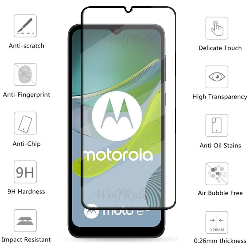 Verre de protection d'écran de moto, verre de couverture complète, verre d'objectif, colle complète, adapté pour Motorola E13, Guatemala