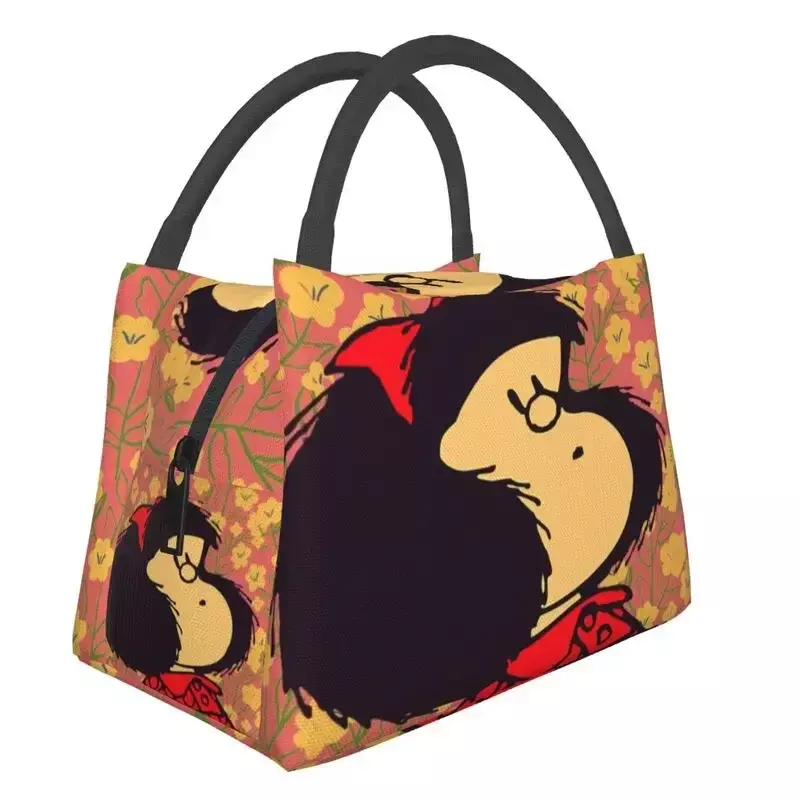 Mafalda и цветы портативные Ланч-боксы для женщин герметичная Quino Kawaii мультяшная термоизолированная сумка для ланча