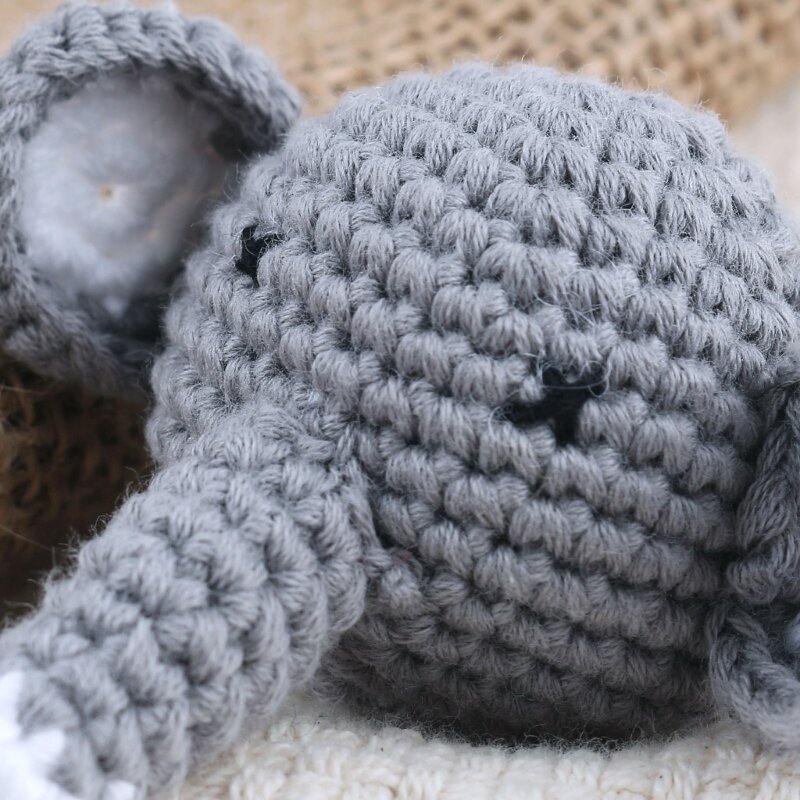 Feito à mão de crochê urso animal elefante cabeça tricô contas diy bebê chupeta corrente mastigável acessórios brinquedo mordedor recém nascido