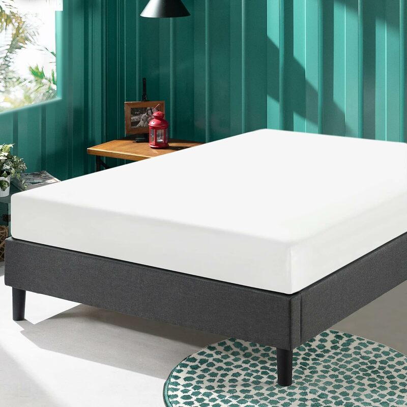 Cadre de lit à plateforme en bois, base de matelas, support de bande en bois, pas besoin de boîte à ressort, facile à assembler, gris, queen