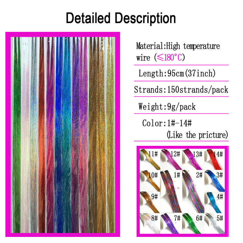 Women's Shiny Hair Tinsel Threads Glitter String Loop Feather Extension Synthetic New Fashion Bling Rainbow Styling Tools
