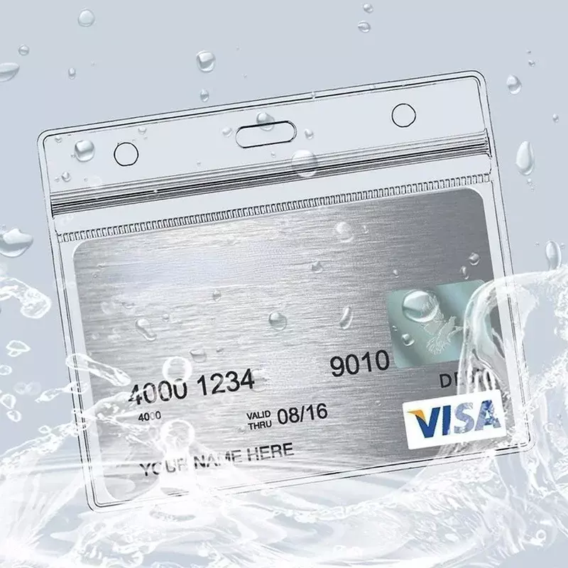 Transparente PVC Card Sleeve Capa, Business Work ID Card Holder, Badge Bag, Bus Peito Bolso, Staff Work Card Holder, Case, 2Pcs