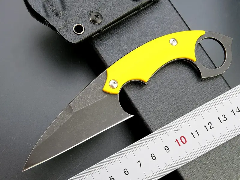 Eafengrow-固定刃ナイフ、OBD2鋼ブレード、g10ハンドル、作業用屋外爪ナイフ、キャンプ、kycdexシース付きハイキング、c1118