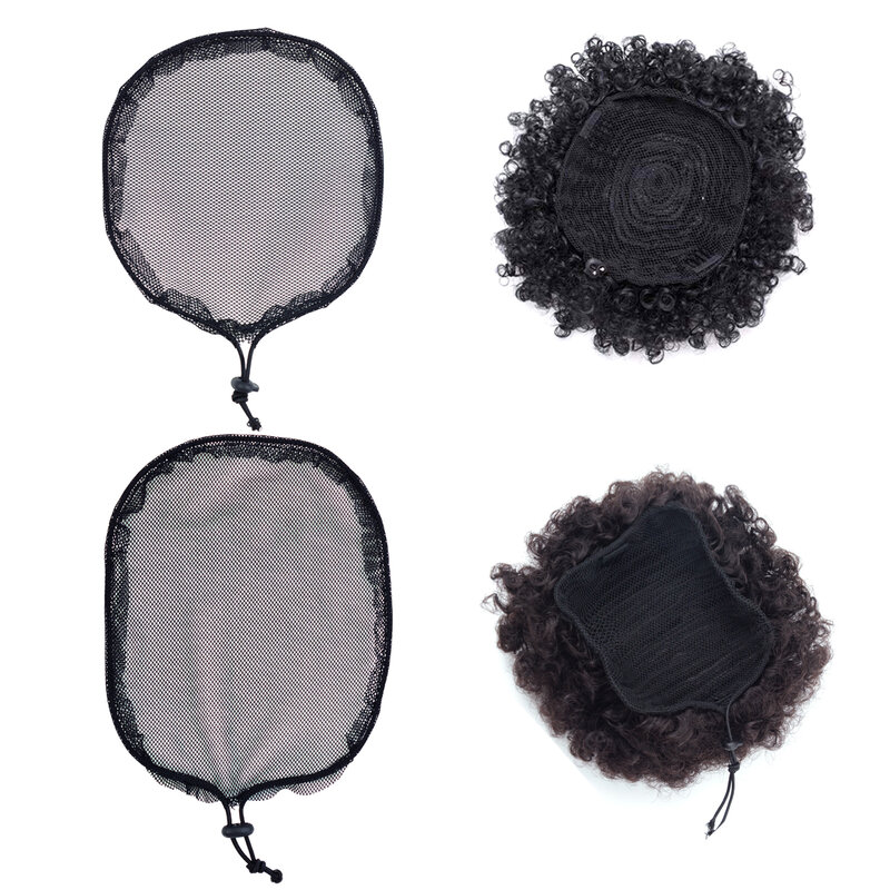 1 piece Round/Square Ponytail Hair Net with Adjustable Strap Base Wig Cap for Making Ponytail Afro Puff Wig Accessories