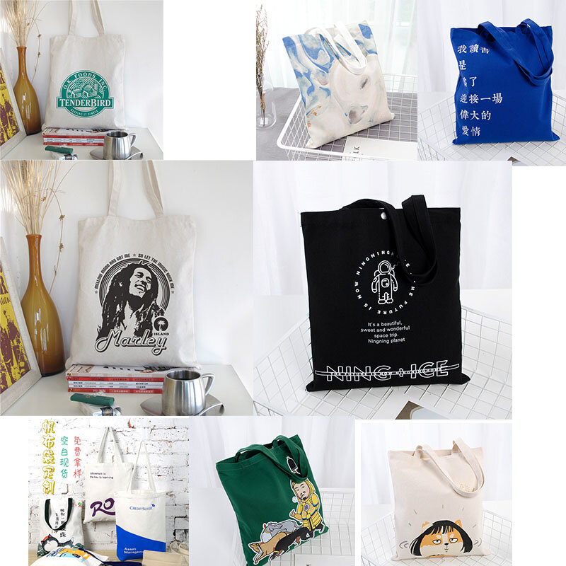 Sublimation Design Einkaufstasche große recycelte Einkaufstasche maßge schneiderte Baumwolle Canvas Einkaufstaschen mit individuell bedruckten Logo