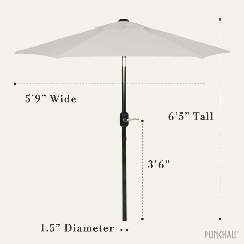 6 Ft Buitenterras Paraplu, Gemakkelijk Openen/Sluiten Crank En Drukknop Tilt Aanpassing, Markt Paraplu 'S, Beige