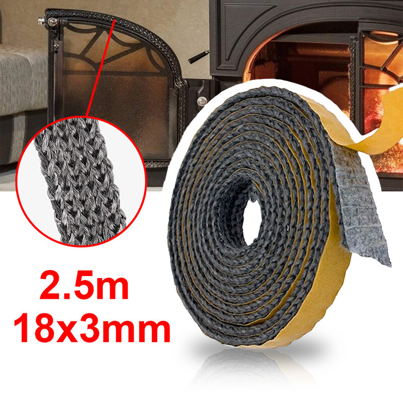 Уплотнительная лента для камина, 2,5 м, прочная уплотнительная лента для плиты, плоский шнур, самоклеящаяся сменная прокладка для стеклянной двери дымохода