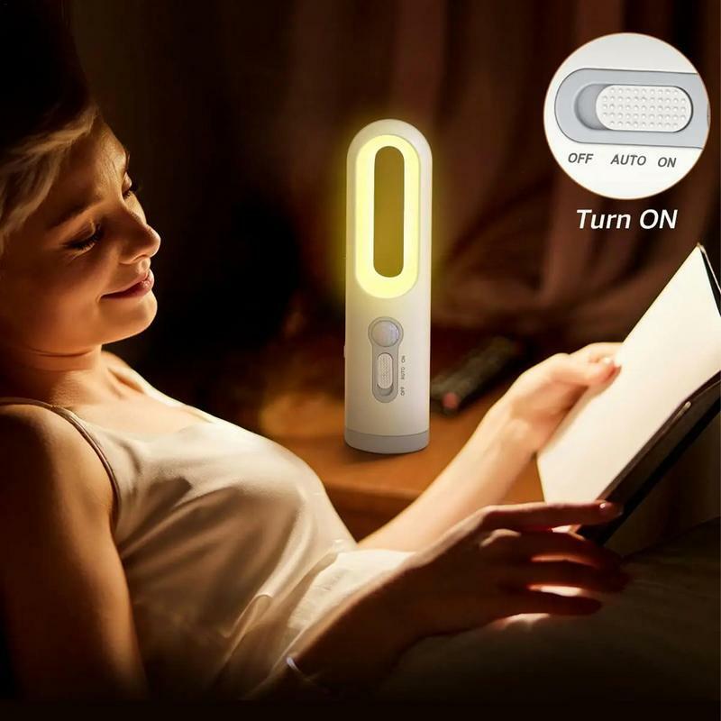 مصباح يدوي محمول مع مستشعر حركة ، ضوء ليلي ، 2 في 1 ، الغسق حتى الفجر ، غرفة نوم ، حمام ، قراءة ، لوازم تخييم