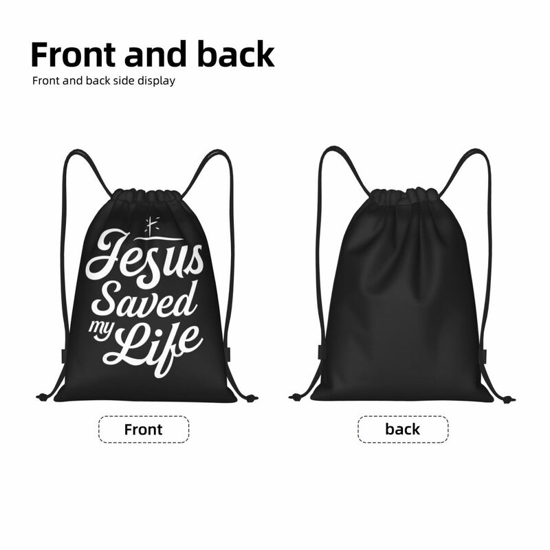 Custom Jesus Saved My Life Drawstring Backpack Bags Men Women Lightweight Gym Sports Sackpack Sacks for Yoga