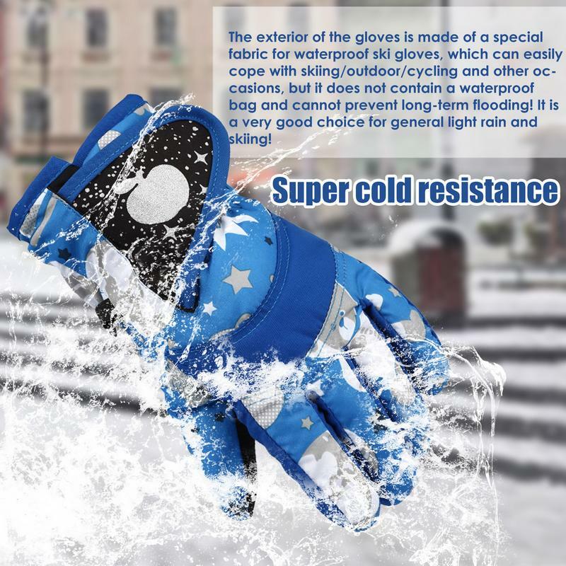 Guantes de invierno cálidos para niñas y niños, guantes de esquí profesionales impermeables para nieve, guantes a prueba de viento para niños para esquiar y hacer snowboard, guantes de equitación