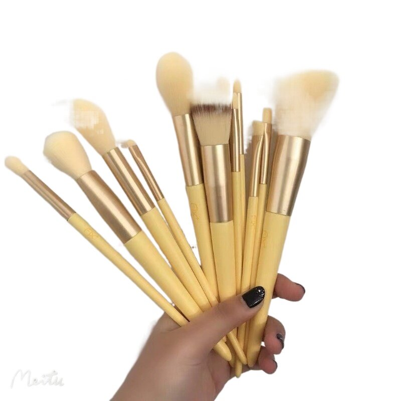 New Yellow Cosmetic Brush Make Up Brushes Set Eye Shadow Foundation for Women EyeShadow Blush Powder Blending Beauty Makeup Tool