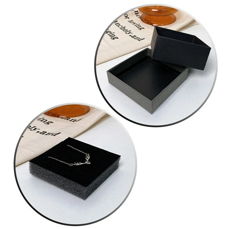 Grau schwarz Schmuck Verpackung Box Ring Ohrringe Halskette Anhänger Aufhängung Lagerung Veranstalter Papier Mode Geschenk Fall Hochzeit