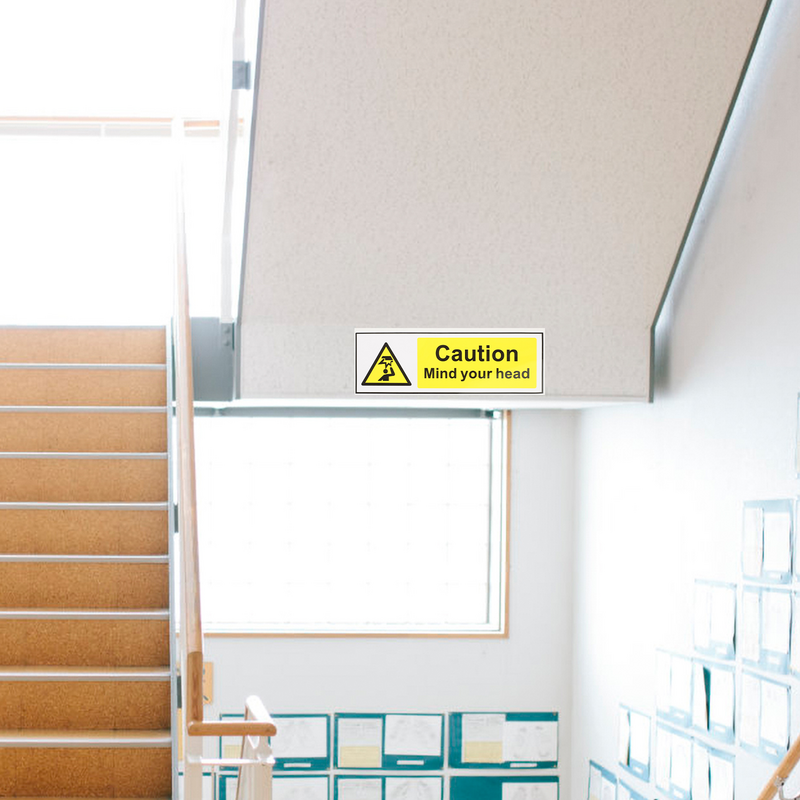 Wees Voorzichtig Hoofd Decor Laag Plafond Let Op Uw Teken Waterdicht