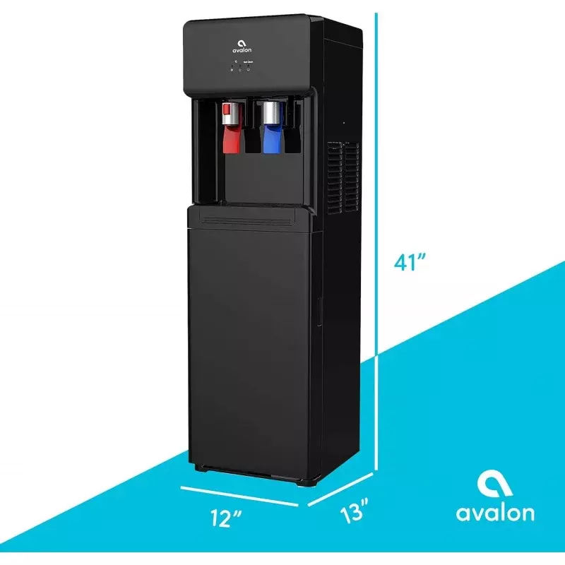 Avalon a7bottleessblk-dispensador de refrigerador sin botella, autolimpieza, sin contacto, bloqueo de seguridad para niños, agua caliente y fría, UL, negro