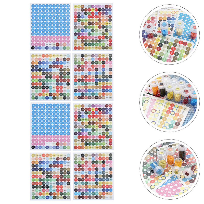 8 Sheets Sticker Cross Stitch Cross-stitch Supplies Classification Number Stickers Adhesive Round Colorful