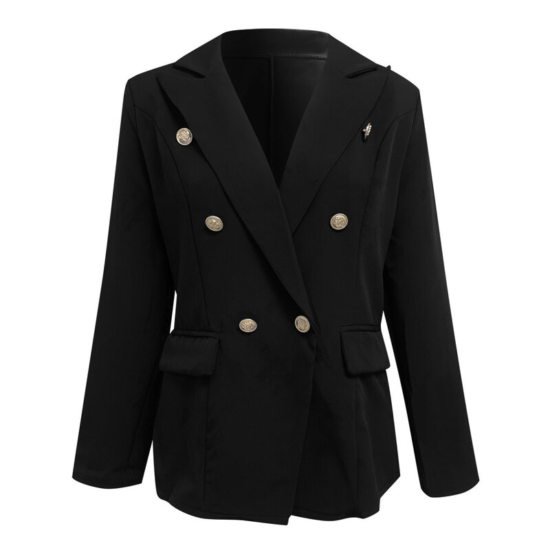Einfarbige Anzug jacken für Frauen Langarm-Revers knopf plus Größe schmal geschnittener Arbeits büro formeller Anzug mantel