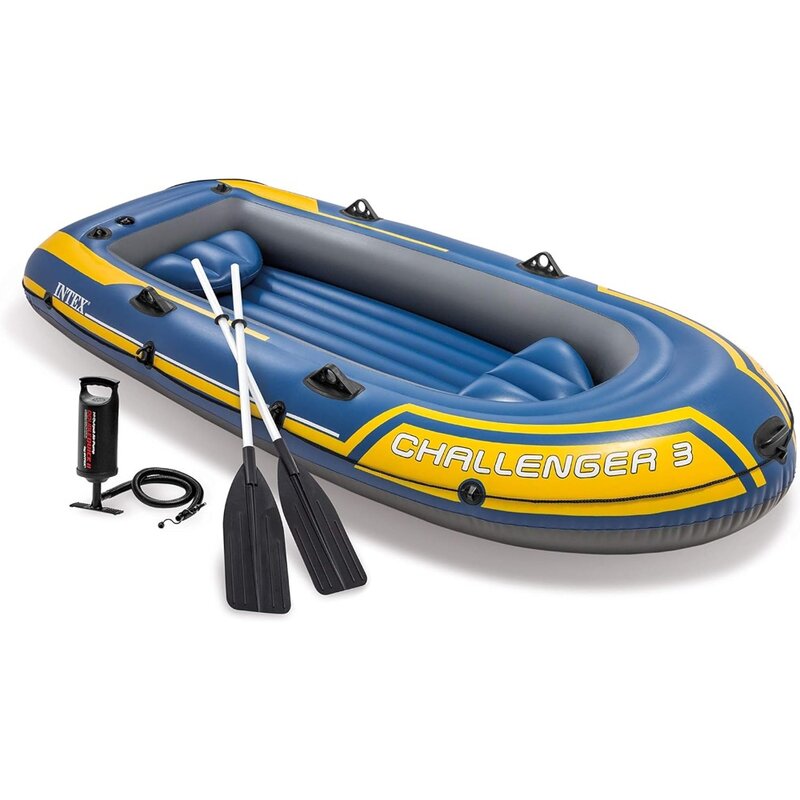 Inflatable Boat Series: Includes Deluxe Boat Oars and High-Output Pump – SuperStrong PVC – Triple Air Chambers