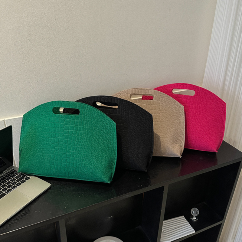 Повседневная Дамская сумочка-клатч, новинка 2023, минималистские портативные сумки-конверты, фетровая Сумочка, однотонная деловая женская сумка