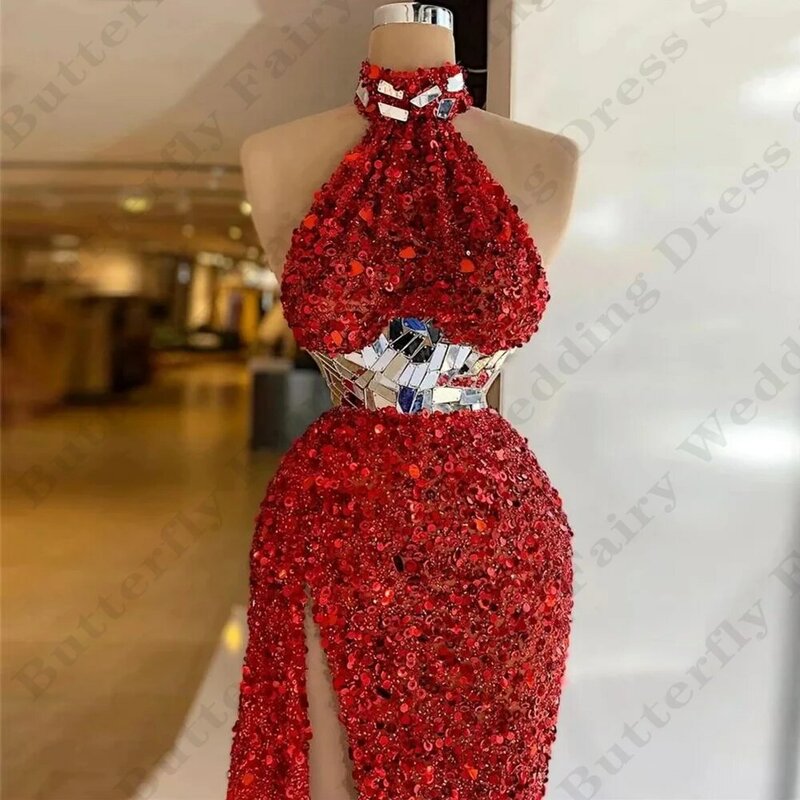 Женское вечернее платье-Русалка с открытой спиной, элегантное облегающее платье без рукавов с открытыми плечами и высоким разрезом, платье для выпускного вечера