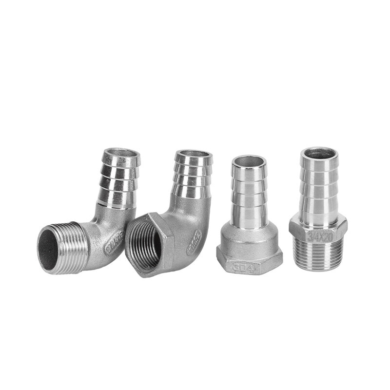 304 Stainless Steel 1/8" 1/4" 3/8" 1/2" 3/4" 1" BSP Male Thread Pipe Fitting x 6mm-25mm Barb Hose Tail Pagoda Coupling Connector