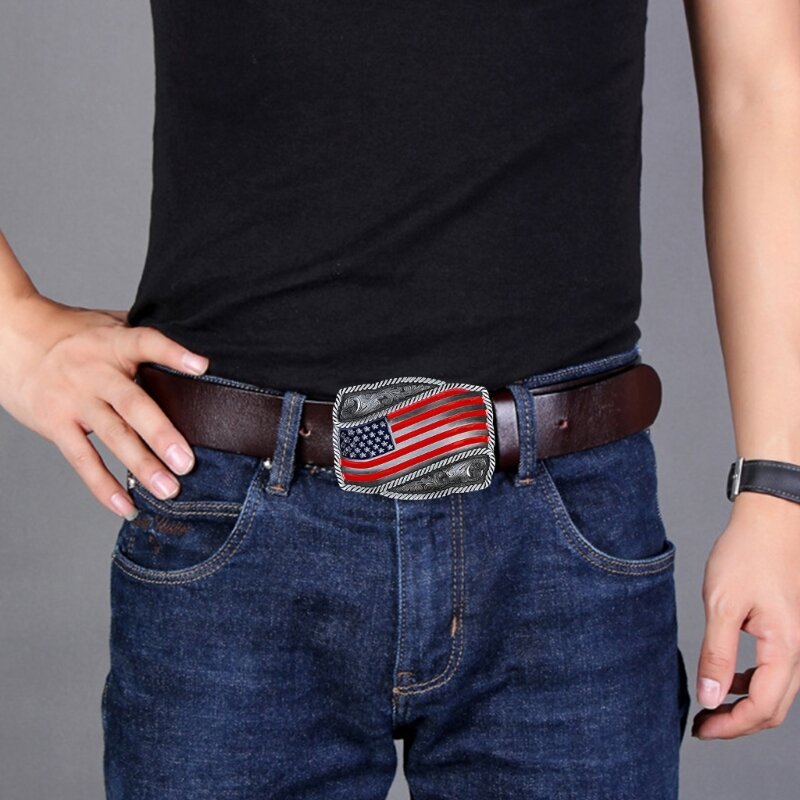 Vintage Relief America Flags Pattern Belt Buckle Metal Adult Teenagers Belt Buckle Replacement DIY Craft Belt Buckle