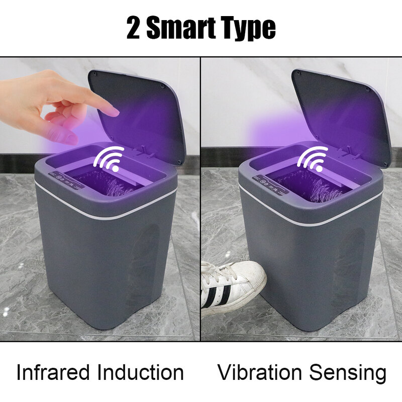 Lixo pode banheiro indução inteligente Sensor inteligente lixeira balde papel cesta automática Touch Trash Bin para cozinha