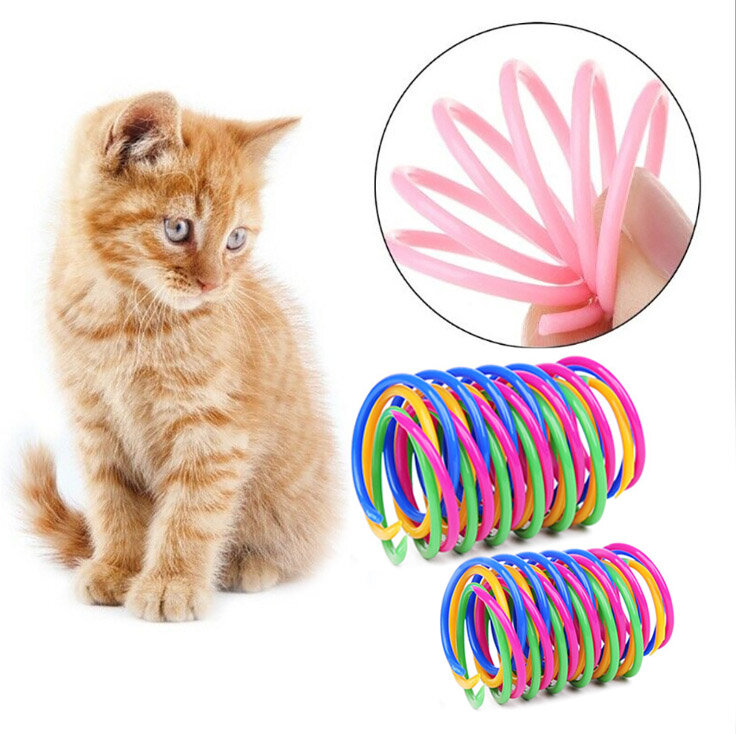 Brinquedos de primavera para gato e gatinho, durável, calibre pesado, colorido, espiral, para animal de estimação, 4/8/16/20pcs
