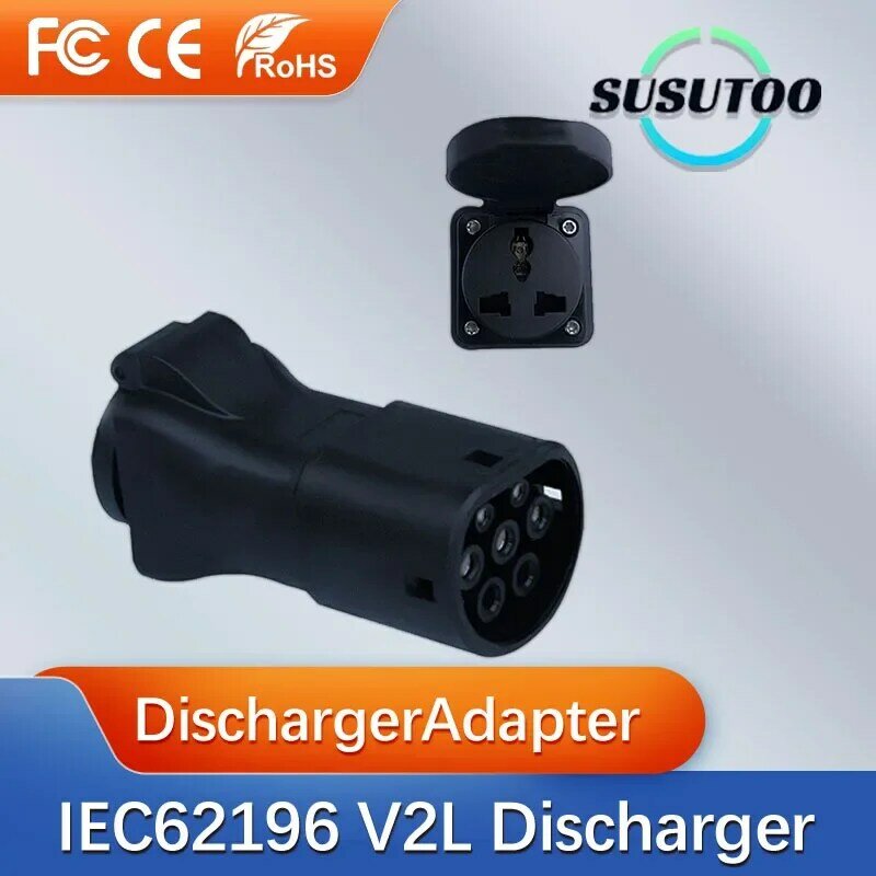 Electric Car Side Discharge Plug EV Type2 16A  To  EU Socket Outdoor Power Supply Station( need car supports V2L)