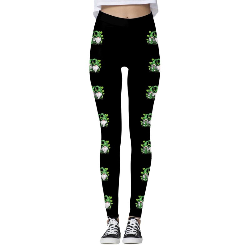 Women Leggings Workout Out Leggings Irish Festival Cartoon Print Color Block Pants Soft Stretchy Work Our Clothes for Women