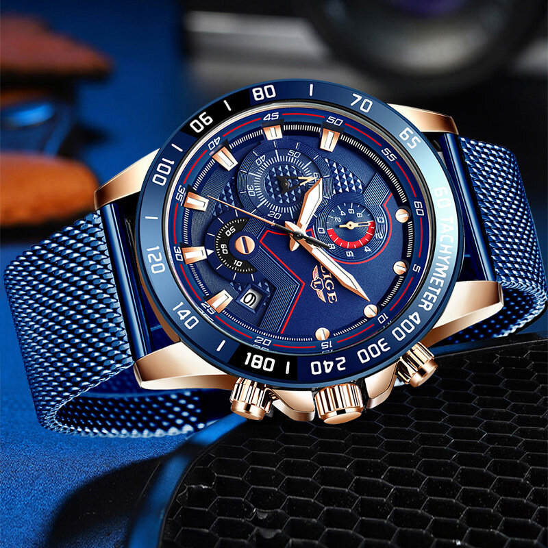 Marca superior lige luxo original esportes relógio de pulso para homens quartzo aço à prova dwaterproof água relógios moda relogio masculino relógio de pulso