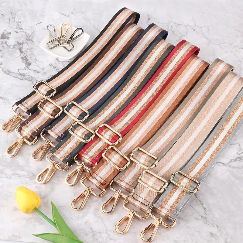 Shoulder Bag Strap Widening Adjustable Colourful Stripe Pattern Women Crossbody DIY Thickening Fashion Nylon New Bag Belt Strap