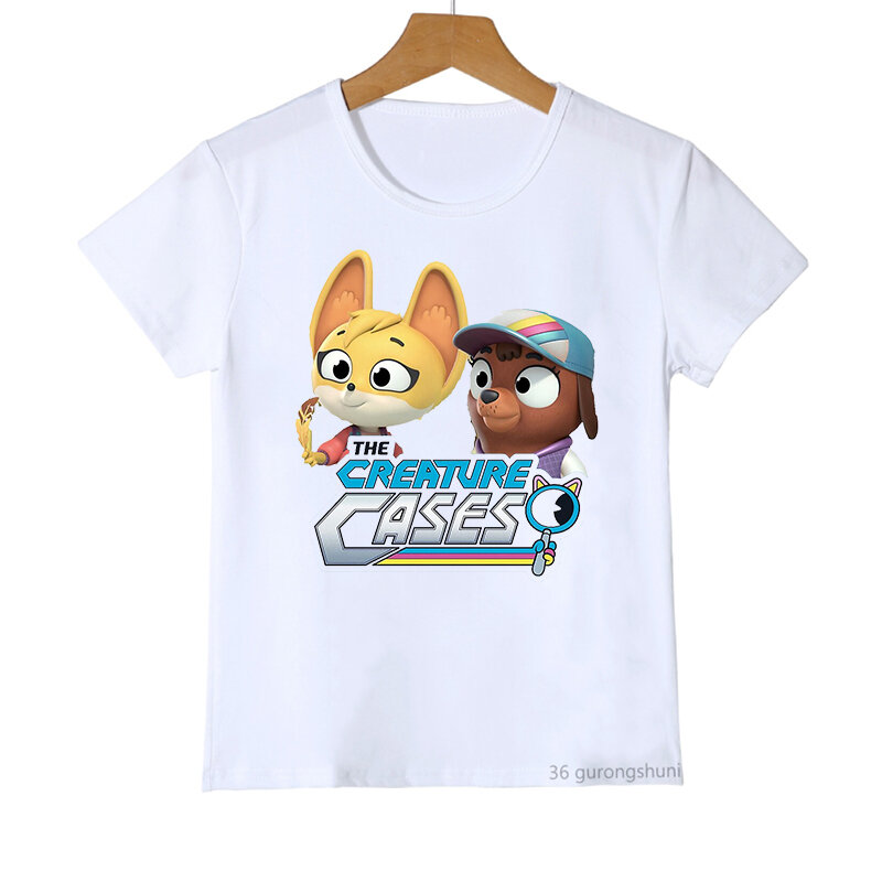 Футболка для мальчиков и девочек, забавная футболка с мультяшным принтом «Чехлы существ», Детская летняя модная одежда для мальчиков, топы с коротким рукавом