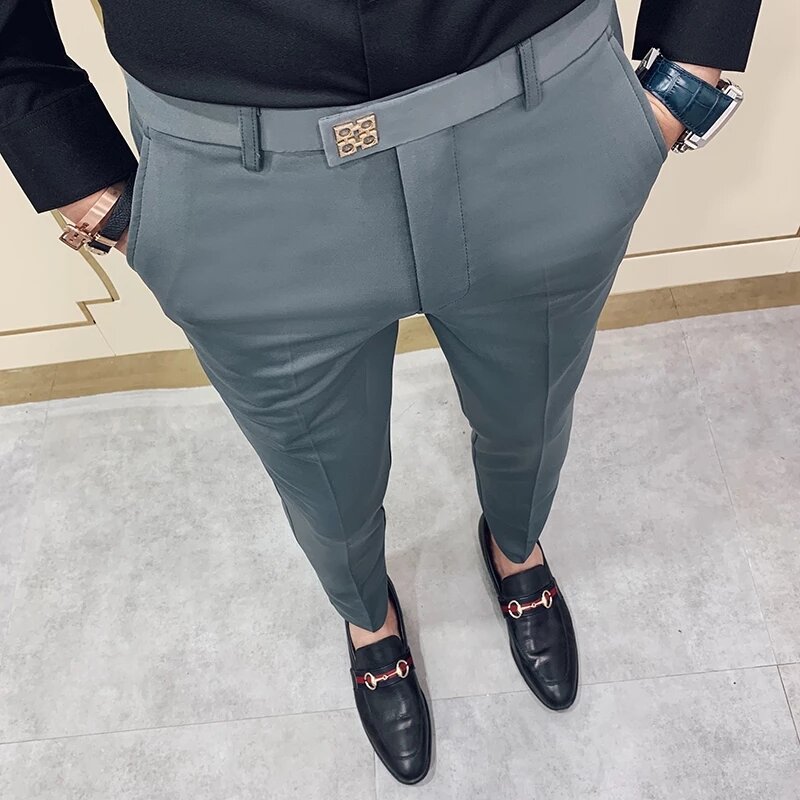 Wiosna 2022 męskie spodnie koreański, Slim Fit mężczyźni dorywczo spodnie do kostek Streetwear mężczyźni wysokiej jakości czarny szary Khaki strój Pant