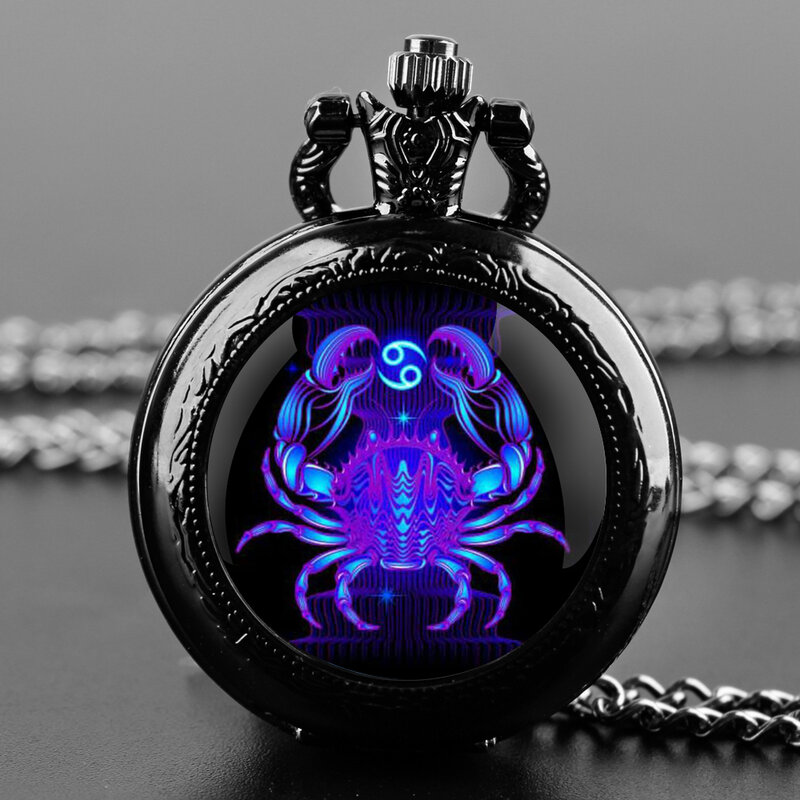 Star Sign Cancer Scorpio Gemini Aries Design orologio da tasca al quarzo uomo donna collana con ciondolo orologio a catena orologio gioielli regali