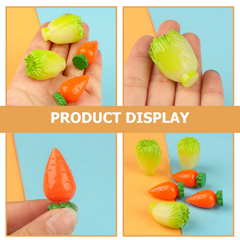 Modelo em miniatura de frutas e vegetais, Minúsculo Repolho Falso, Cenoura, Modelo Pequeno Artificial, Legumes, 10 PCs