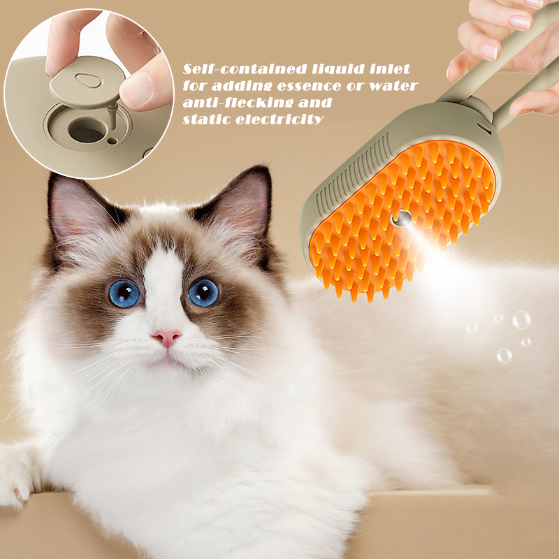 Cepillo de vapor para mascotas, peine de belleza 3 en 1 para limpieza de perros y gatos, accesorios para mascotas
