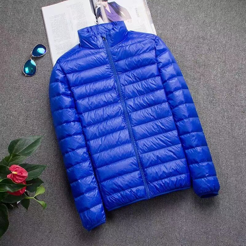 남성용 초경량 덕다운 재킷, 휴대용 후드, 퍼퍼 깃털, 얇은 파카, 방풍 아우터 코트, 4XL, 5XL, 6XL, 겨울