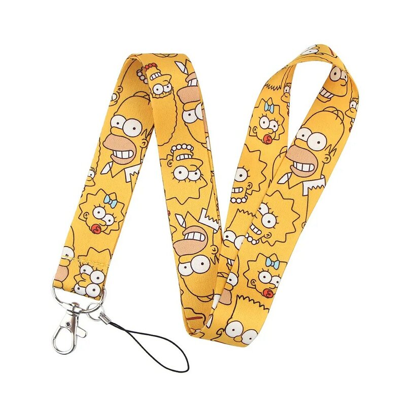 Simpson Cartoon Key Lanyard ID Badge Holders Animal Phone Neck Straps with Keyring Phone Accessories D042