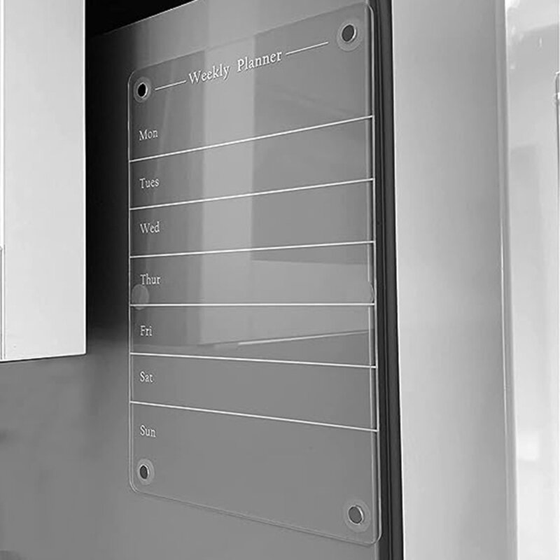 Calendrier magnétique acrylique pour réfrigérateur, tableau effaçable à sec, hebdomadaire, mensuel, feuille d'immatriculation de repas pour la planification, 1 ensemble