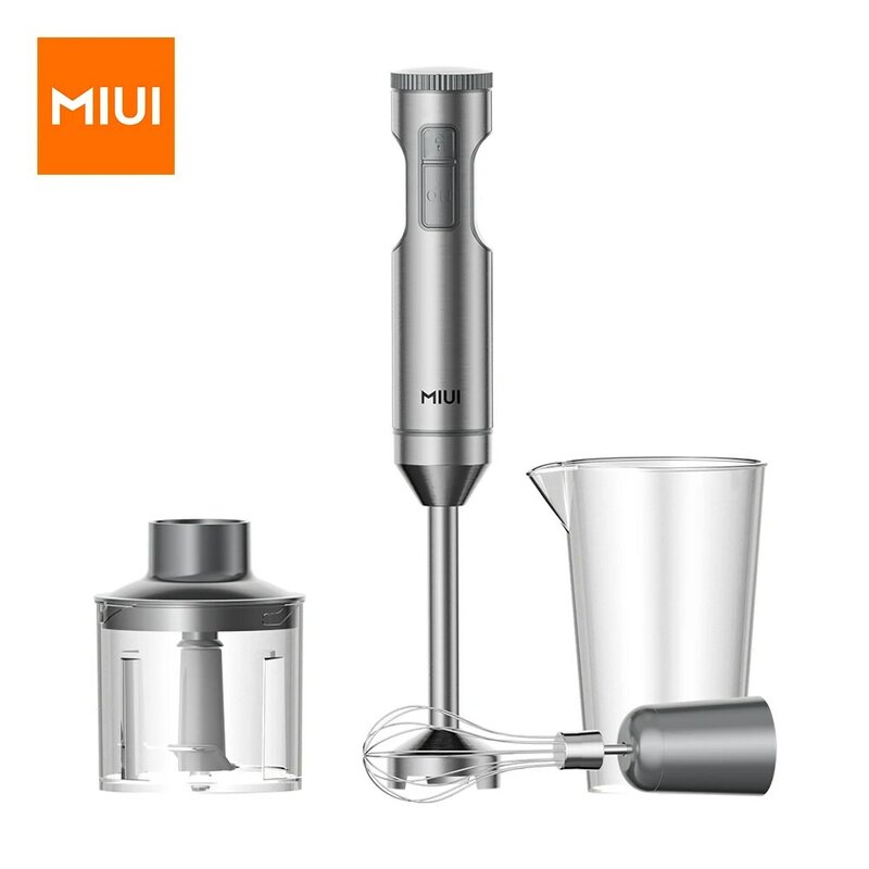 MIUI Hand Immersion Mixer 1000W Leistungsstarke 4-in-1, Edelstahl Stick Mixer,700ml Misch Becher, 500ml Prozessor, Schneebesen