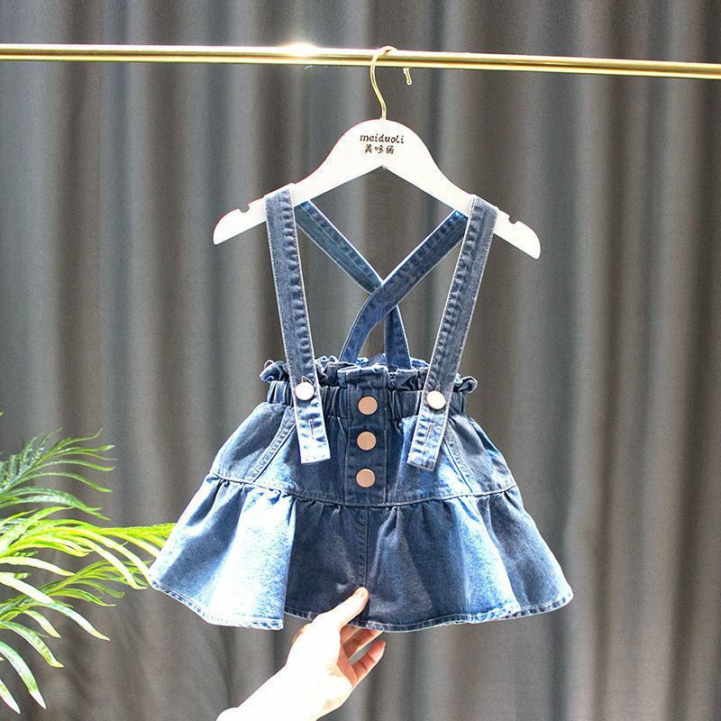 Girls Baby Clothing Set Spring and Autumn New Fashion Korean Edition Children's Denim Skirt Shirt Two Piece Set